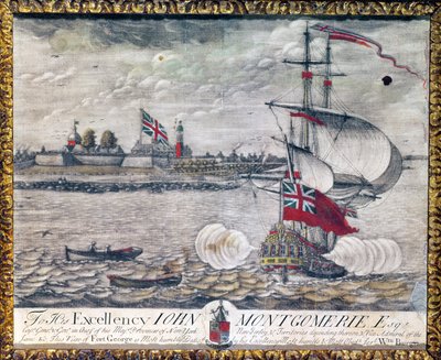 Őexcellenciájának John Montgomerie Esq. (Kilátás a George-erődre) alkotó: William Burgis