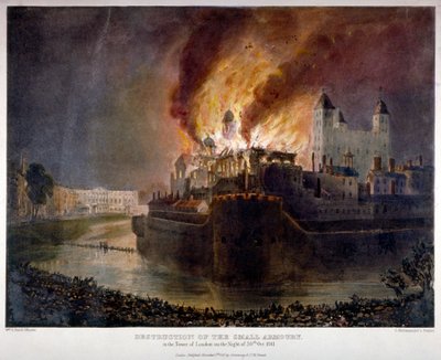 Tűz pusztította el a fegyvertárat a Tower of Londonban, 1841. október 30 alkotó: William C Smith