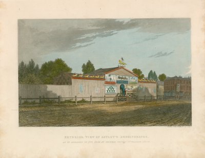 Az 1777-ben megjelent Astley amfiteátrum külső képe alkotó: William Capon