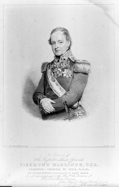 A jobboldali főhadnagy, Hardinge vikomt, GCB, India főkormányzója alkotó: William Charles (after) Ross