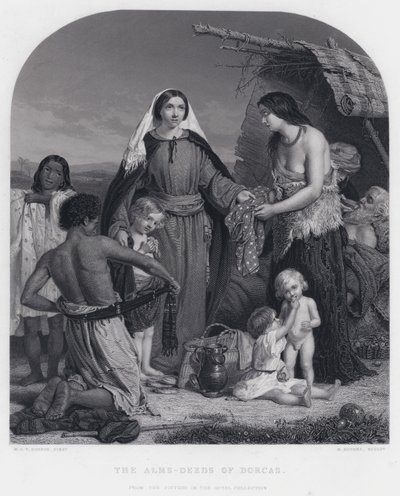 Dorcas alamizsnája (metszet) alkotó: William Charles Thomas (after) Dobson