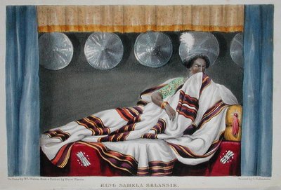 Sahela Selassie király, W. Cornwallis Harris őrnagy „The Highlands of Aethiopia” című művéből, metszett W.L. Walton (fl. 1834-55) és Charles Joseph Hullmandel (1789-1850) 1844-ben jelent meg (kézzel színezett litho) alkotó: William Cornwallis (after) Harris