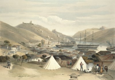 Balaklava, a tenger felé tekintve, a "The Seat of War in the East" (A háború székhelye keleten) című képből, 1856. alkotó: William Crimea Simpson