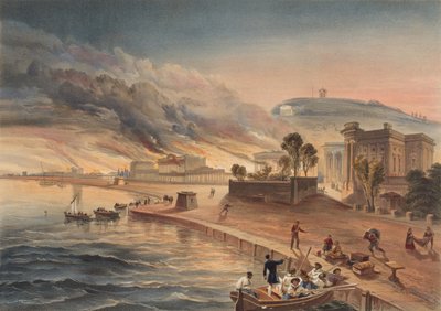 ?A kormány épületeinek felgyújtása Kertchben. 1855. június 9. alkotó: William Crimea Simpson
