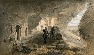 Feltárt templom az inkermanni barlangokban, nyugat felé nézve alkotó: William Crimea Simpson