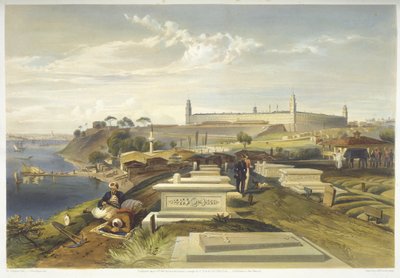 Kórház és temető, Scutari, tábla a "The Seat of War in the East" című kiadványból, Paul és Dominic Colnaghi és társai, 1856. alkotó: William Crimea Simpson