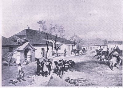 Lord Raglans főhadiszállása Khutor-Karagatchban, illusztráció a brit szárazföldi és tengeri csatákból, 1915 alkotó: William Crimea Simpson