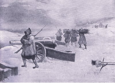 Zouave őrszeme Szevasztopol előtt, illusztráció a brit szárazföldi és tengeri csatákból, 1915 alkotó: William Crimea Simpson