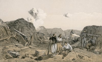 Vázlat a Mamelon Vert belsejében, délre nézve alkotó: William Crimea Simpson
