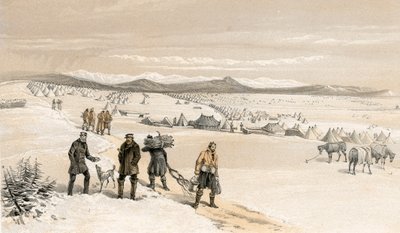 A 2. hadosztály tábora kelet felé nézve, 1855. január alkotó: William Crimea Simpson