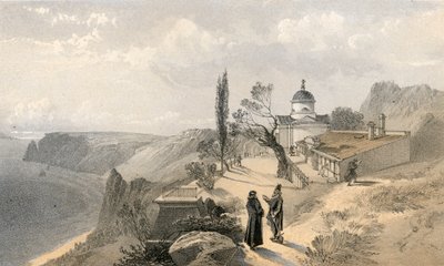 A Szent György-kolostor és a Fiolente-fok nyugat felé néz alkotó: William Crimea Simpson