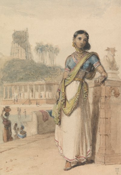 Egy magas kasztú nő a fal mellett áll alkotó: William Daniell