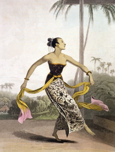 Egy Ronggeng vagy Táncoló lány, 21. lemez a Vol. Thomas Stamford Raffles (1781-1826) „The History of Java” I. könyve, pub. 1817 (akvatinta) alkotó: William Daniell