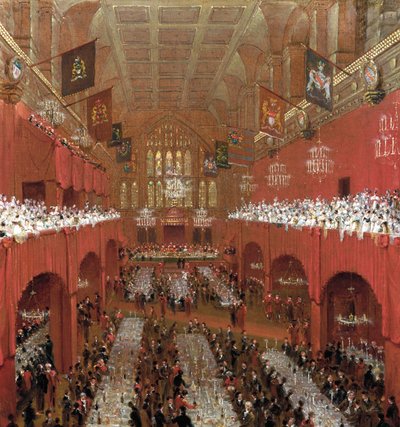 Bankett a Guildhallban, City of London, 1814. alkotó: William Daniell