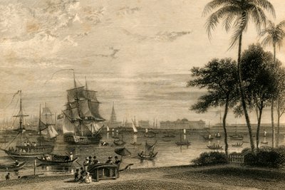 Kalkutta, a kertes háztól, 1835. alkotó: William Daniell