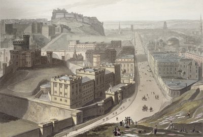 Edinburgh, a Calton Hillről, az 1829-ben megjelent "Egy utazás Nagy-Britannia körül 1814 és 1825 között" című könyvből. alkotó: William Daniell