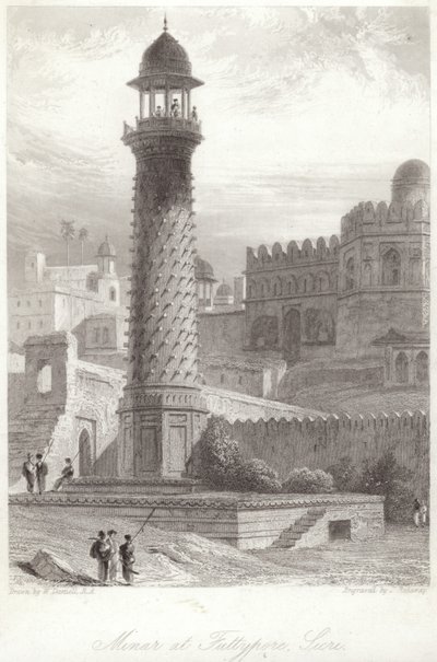 Minar a Futtypore Sicri-ben alkotó: William Daniell