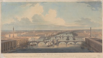 Perspektivikus vázlat London kikötőjének fejlesztési tervéhez alkotó: William Daniell