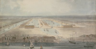 The New Docks, Isle of Dogs (ceruza, tus és mosás, papír) alkotó: William Daniell