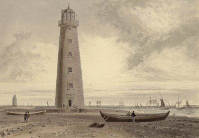 Orford Ness világítótornyok, Suffolk (akvatinta) alkotó: William Daniell