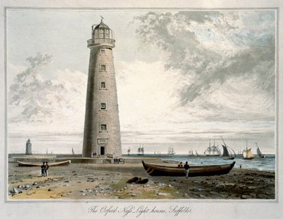 "The Orford Ness Lighthouses, Suffolk", 1822 alkotó: William Daniell