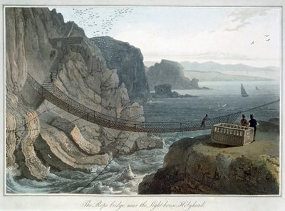 "The Rope Bridge near the Lighthouse, Holyhead", Anglesey, Wales, 1829 alkotó: William Daniell