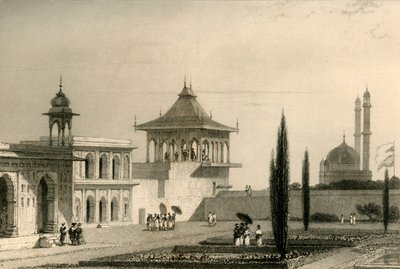 Kilátás a palota kertjében, Lucnon, 1835. alkotó: William Daniell