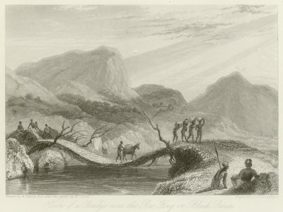 A Ba-Fing felett átívelő híd látványa alkotó: William Daniell