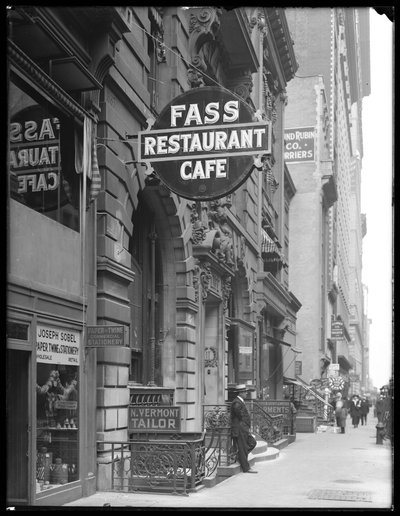 Sign for Fass Café, 19 W. 31st Street, New York City, 1916. június 14. alkotó: William Davis Hassler