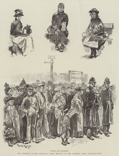 A szorongás az East-Endben, Nagy Találkozó a Kongresszusi teremben, Mile-End-Road alkotó: William Douglas Almond