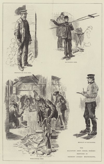 Az Üdvhadsereg szociális rendszere, Vázlatok a Hanbury Street-ben, Whitechapel alkotó: William Douglas Almond
