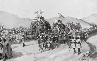 Vikramaditya Gupta háborúba indul, Kr. u. 395 (litó) alkotó: William Douglas Almond
