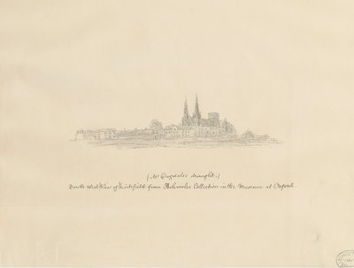 Lichfield katedrális – délnyugati nézet: ceruzarajz, és [?17. század] (rajz) alkotó: William Dugdale