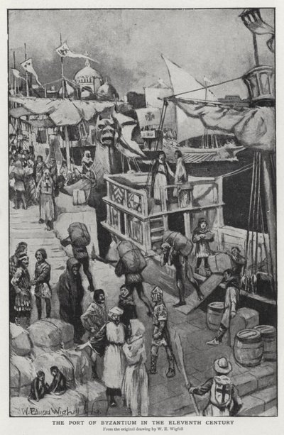 Bizánc kikötője a 11. században (litho) alkotó: William Edward (after) Wigfull