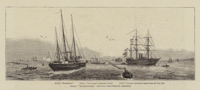 A HMS Enchantress elhagyja Portsmouth kikötőjét alkotó: William Edward Atkins