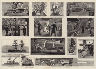 A brit haditengerészet új hajói, HMS Inflexible alkotó: William Edward Atkins