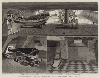 Nelson halálának évfordulója, a HMS Victory fedélzetén alkotó: William Edward Atkins
