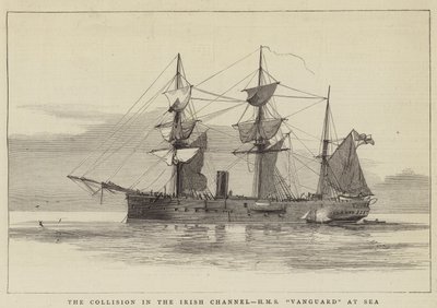 Ütközés az Ír-csatornában, HMS Vanguard a tengeren alkotó: William Edward Atkins