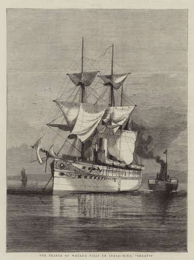 A walesi herceg indiai látogatása, HMS Serapis alkotó: William Edward Atkins