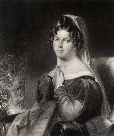 Felicia Dorothea Hemans, W.Holl metszete, a „The National Portrait Gallery, Volume 1”, kiadása 1820 körül alkotó: William Edward West