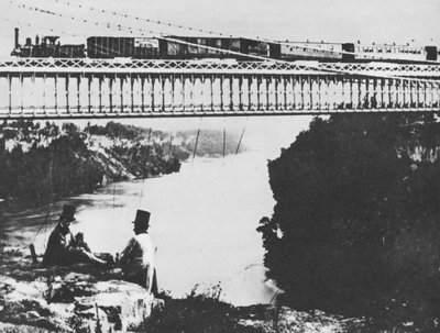 Az első vasúti híd Niagara felett (f/w fotó) alkotó: William England