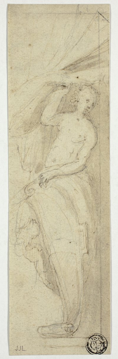 Női alak Félrehúzza a függönyt alkotó: William Etty