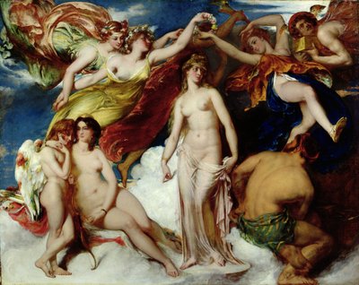 Pandora, amelyet az évszakok koronáztak meg alkotó: William Etty
