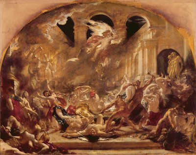 The Destroying Angel and Daemons of Evil Interrupting the Orgies of the Vicious and Intemperate (oil on canvas) alkotó: William Etty
