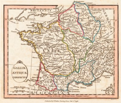 Ókori Gallia. Térkép. alkotó: William Faden