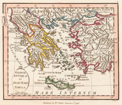 Ókori Görögország. Égi-tenger. Kisázsia. Térkép. alkotó: William Faden