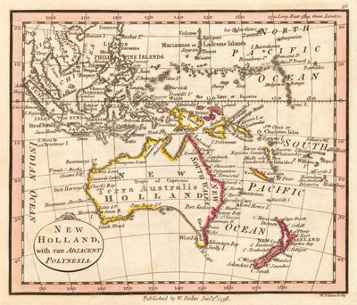 Ausztrália és Új-Zéland. Új holland. Térkép. alkotó: William Faden