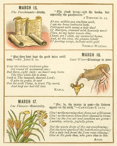 Oldal a Biblia emblémás évfordulós könyvéből (színes litográfia) alkotó: William Foster