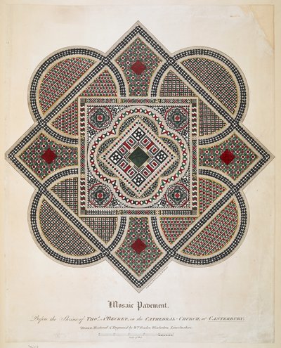 Mozaik járda Becket Tamás szentélye előtt a canterburyi katedrális templomban alkotó: William Fowler