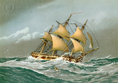 A Royal Navy 28 fegyveres fregattja, c1794 c1890-c1893 alkotó: William Frederick Mitchell
